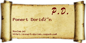 Ponert Dorián névjegykártya